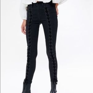 Neon Blonde Tie Me Up Skinny Jeans